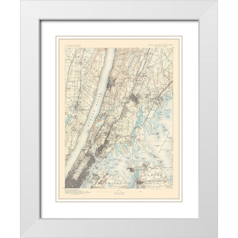 Harlem New York New Jersey Sheet - USGS 1891 White Modern Wood Framed Art Print with Double Matting by USGS