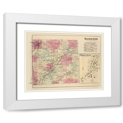Hamilton New York Landowner - Whitman 1875 White Modern Wood Framed Art Print with Double Matting by Whitman