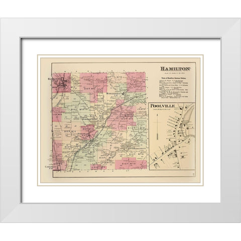 Hamilton New York Landowner - Whitman 1875 White Modern Wood Framed Art Print with Double Matting by Whitman