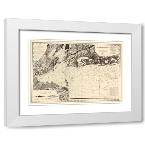 New York Bay and Harbor - USCS 1845 White Modern Wood Framed Art Print with Double Matting by USCS