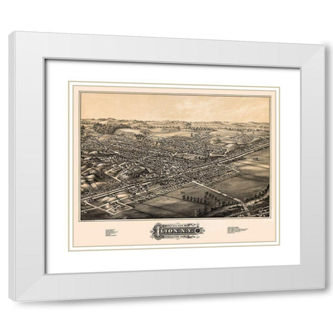 Ilion New York - Rowley 1881 White Modern Wood Framed Art Print with Double Matting by Rowley