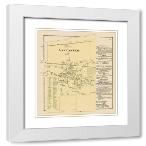 Lancaster New York Landowner - Stone 1869 White Modern Wood Framed Art Print with Double Matting by Stone