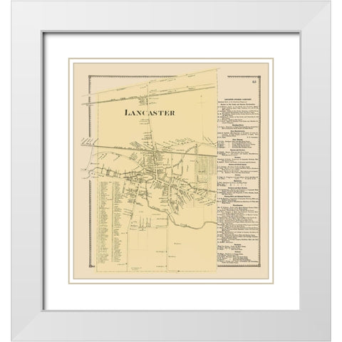 Lancaster New York Landowner - Stone 1869 White Modern Wood Framed Art Print with Double Matting by Stone