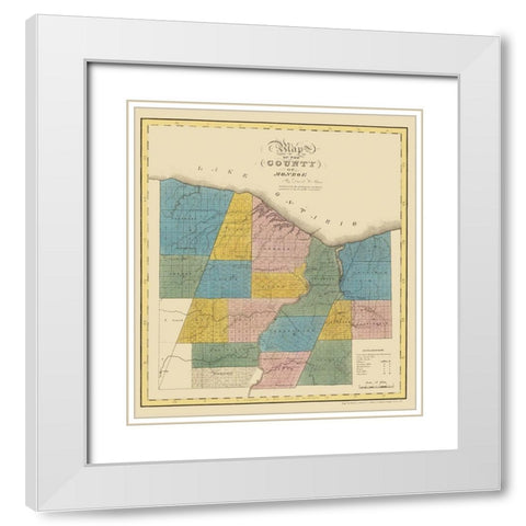 Monroe New York - Burr 1829 White Modern Wood Framed Art Print with Double Matting by Burr