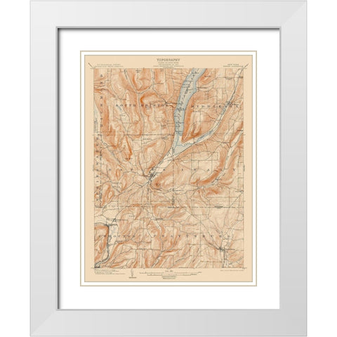 Naples New York Quad - USGS 1903 White Modern Wood Framed Art Print with Double Matting by USGS