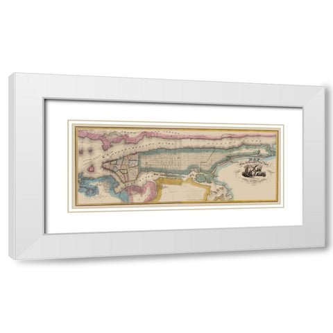 New York New York - Burr 1832 White Modern Wood Framed Art Print with Double Matting by Burr