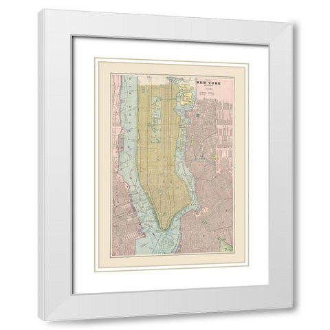 New York New York - Cram 1892 White Modern Wood Framed Art Print with Double Matting by Cram