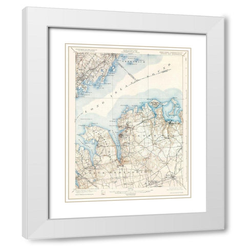 Oyster Bay New York Conneticut Quad - USGS 1900 White Modern Wood Framed Art Print with Double Matting by USGS