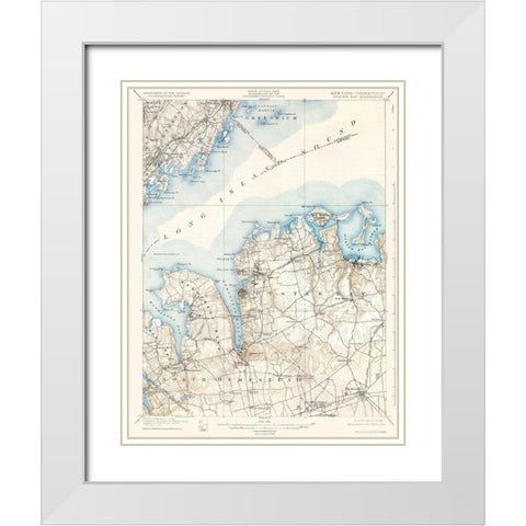 Oyster Bay New York Conneticut Quad - USGS 1900 White Modern Wood Framed Art Print with Double Matting by USGS