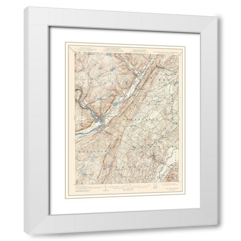 Port Jervis New York New Jersey Pennsylvania Quad White Modern Wood Framed Art Print with Double Matting by USGS