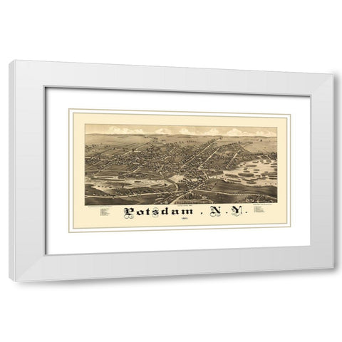 Potsdam New York - Burleigh 1885 White Modern Wood Framed Art Print with Double Matting by Burleigh