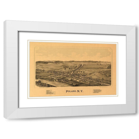 Poland New York - Burleigh 1890 White Modern Wood Framed Art Print with Double Matting by Burleigh