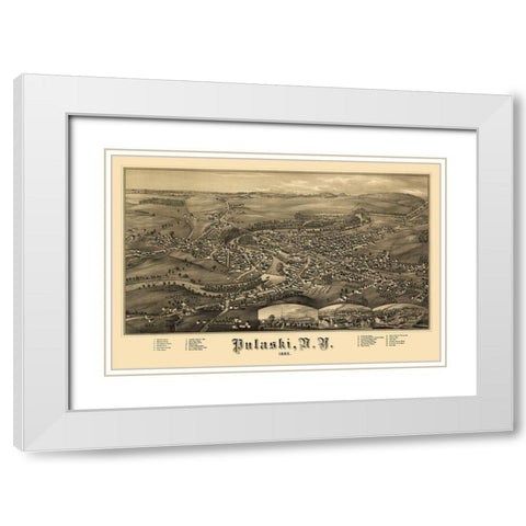 Pulaski New York - Burleigh 1885 White Modern Wood Framed Art Print with Double Matting by Burleigh