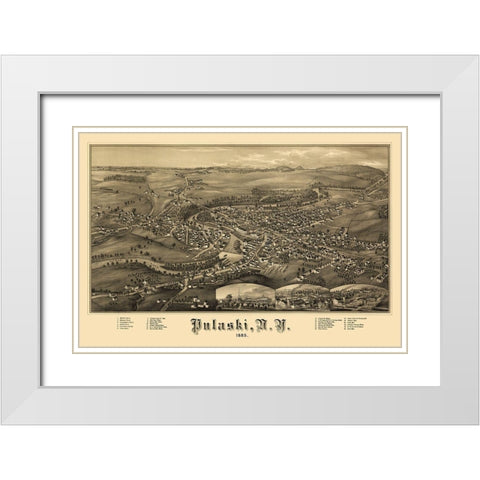 Pulaski New York - Burleigh 1885 White Modern Wood Framed Art Print with Double Matting by Burleigh