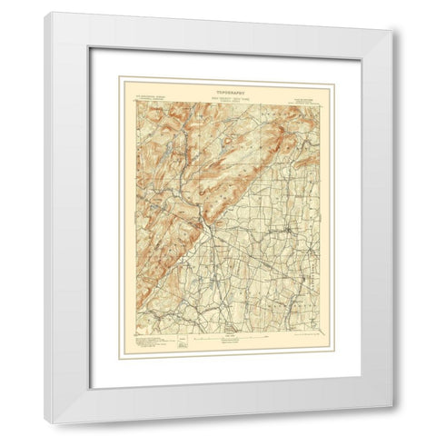 Ramapo New York New Jersey Quad - USGS 1893 White Modern Wood Framed Art Print with Double Matting by USGS