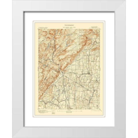 Ramapo New York New Jersey Quad - USGS 1893 White Modern Wood Framed Art Print with Double Matting by USGS