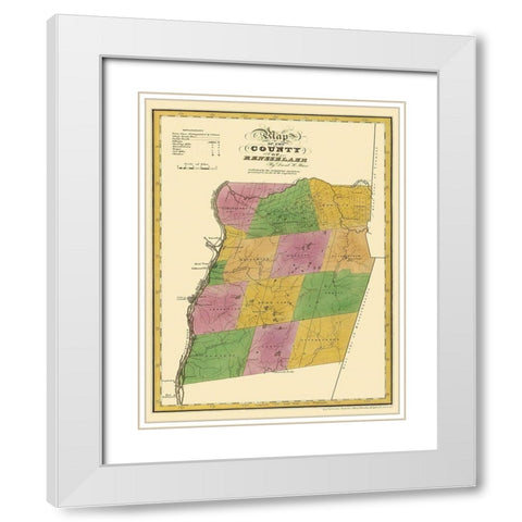 Rensselaer New York Landowner - Burr 1829 White Modern Wood Framed Art Print with Double Matting by Burr