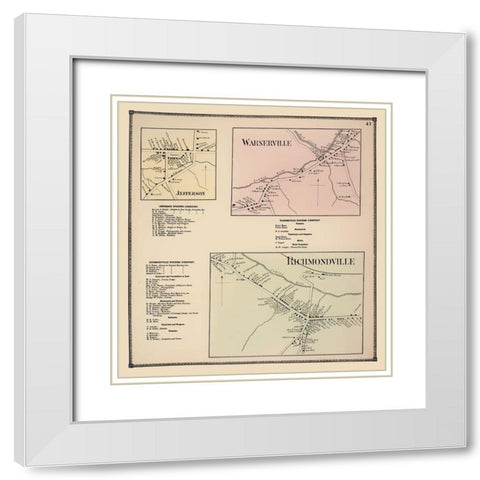 Richmondville New York Landowner - Beers 1866 White Modern Wood Framed Art Print with Double Matting by Beers