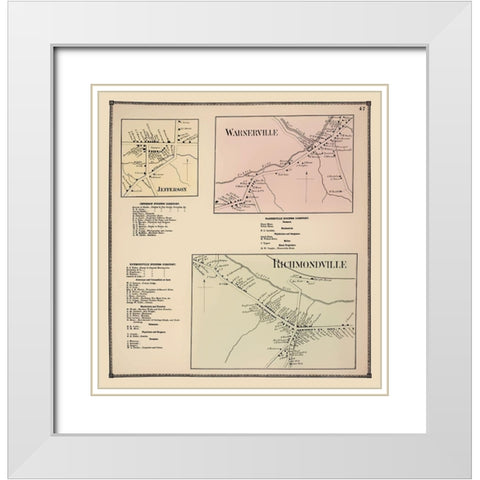 Richmondville New York Landowner - Beers 1866 White Modern Wood Framed Art Print with Double Matting by Beers