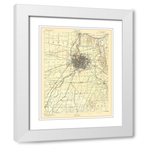 Rochester New York Sheet - USGS 1895 White Modern Wood Framed Art Print with Double Matting by USGS