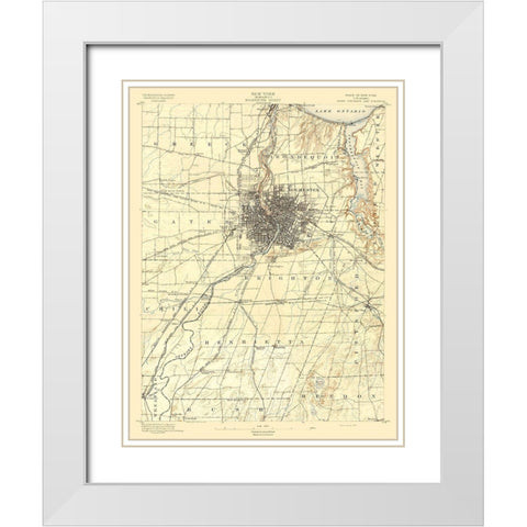 Rochester New York Sheet - USGS 1895 White Modern Wood Framed Art Print with Double Matting by USGS