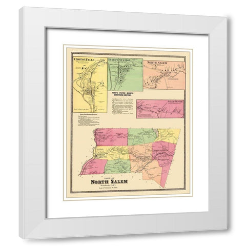North Salem New York Landowner - Beers 1868 White Modern Wood Framed Art Print with Double Matting by Beers
