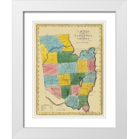 Saratoga New York - Burr 1829 White Modern Wood Framed Art Print with Double Matting by Burr