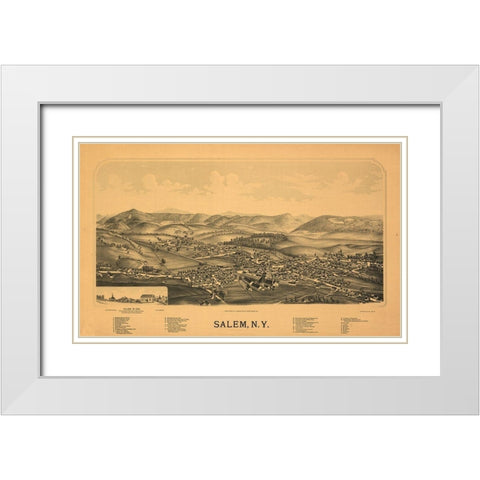 Salem New York - Burleigh 1889 White Modern Wood Framed Art Print with Double Matting by Burleigh