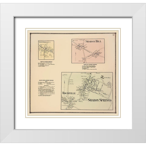 Sharon Springs New York Landowner - Beers 1866 White Modern Wood Framed Art Print with Double Matting by Beers