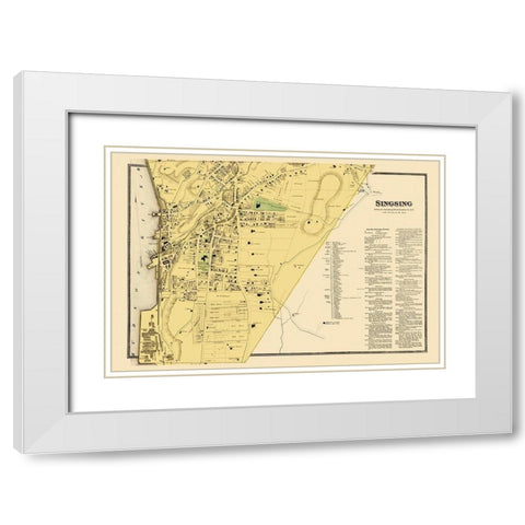 Ossining, Singsing New York Landowner - Beers 1868 White Modern Wood Framed Art Print with Double Matting by Beers