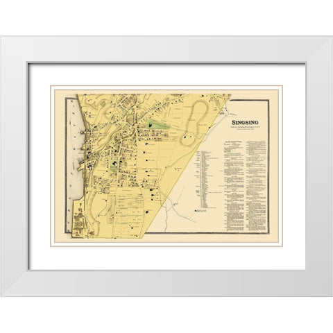 Ossining, Singsing New York Landowner - Beers 1868 White Modern Wood Framed Art Print with Double Matting by Beers