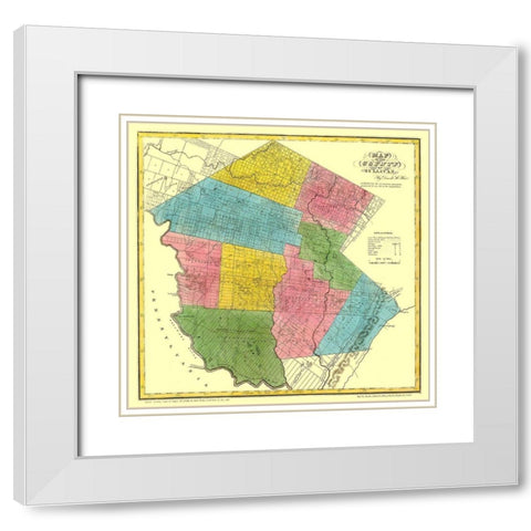 Sullivan New York Landowner - Burr 1829 White Modern Wood Framed Art Print with Double Matting by Burr