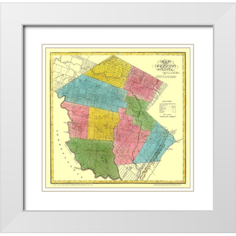 Sullivan New York Landowner - Burr 1829 White Modern Wood Framed Art Print with Double Matting by Burr