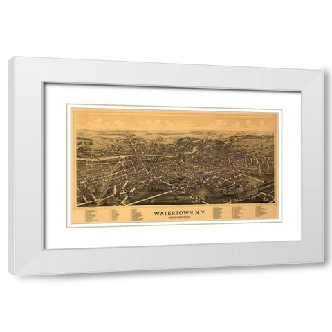Watertown New York - Burleigh 1891 White Modern Wood Framed Art Print with Double Matting by Burleigh