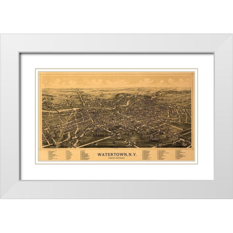Watertown New York - Burleigh 1891 White Modern Wood Framed Art Print with Double Matting by Burleigh