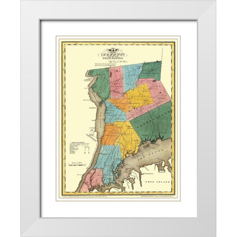 Westchester New York Landowner - Burr 1829 White Modern Wood Framed Art Print with Double Matting by Burr
