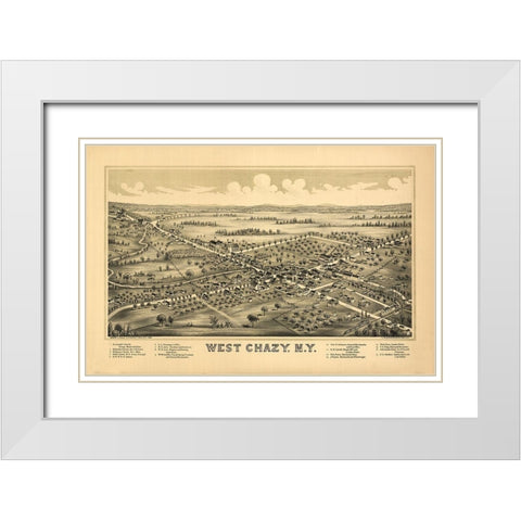 West Chazy New York - Burleigh 1899 White Modern Wood Framed Art Print with Double Matting by Fausel