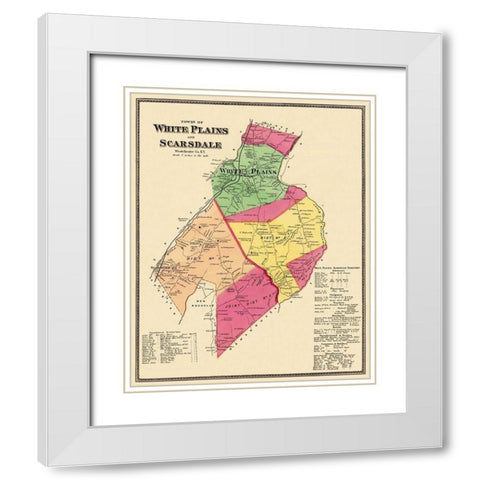 White Plains, Scarsdale New York Landowner White Modern Wood Framed Art Print with Double Matting by Beers