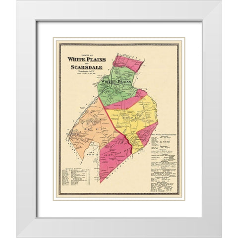 White Plains, Scarsdale New York Landowner White Modern Wood Framed Art Print with Double Matting by Beers