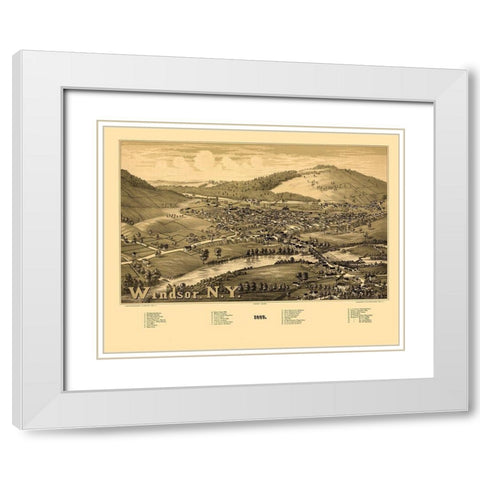 Windsor New York - Burleigh 1887 White Modern Wood Framed Art Print with Double Matting by Burleigh
