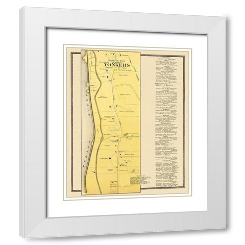 Yonkers, Northern New York Landowner - Beers 1868 White Modern Wood Framed Art Print with Double Matting by Beers