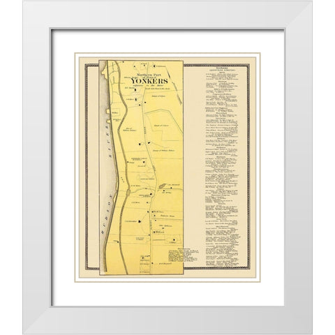 Yonkers, Northern New York Landowner - Beers 1868 White Modern Wood Framed Art Print with Double Matting by Beers