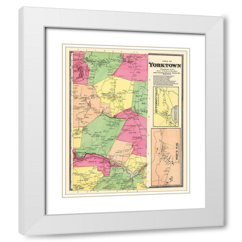 Yorktown New York Landowner - Beers 1868 White Modern Wood Framed Art Print with Double Matting by Beers