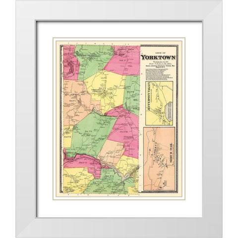 Yorktown New York Landowner - Beers 1868 White Modern Wood Framed Art Print with Double Matting by Beers