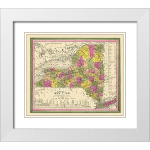 New York - Mitchell 1846 White Modern Wood Framed Art Print with Double Matting by Mitchell