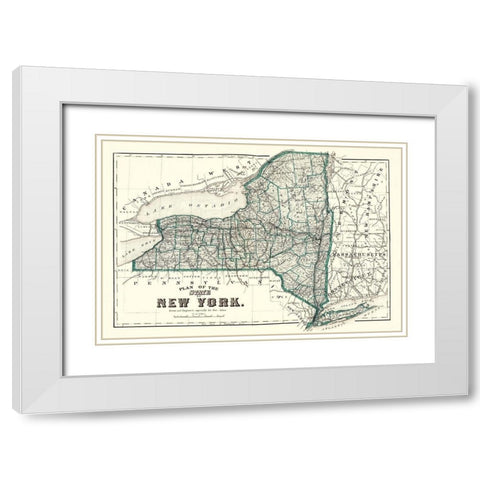 New York Planning - 1873 White Modern Wood Framed Art Print with Double Matting by Unknown