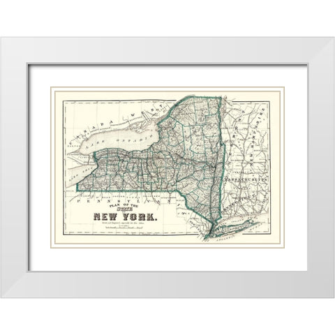 New York Planning - 1873 White Modern Wood Framed Art Print with Double Matting by Unknown