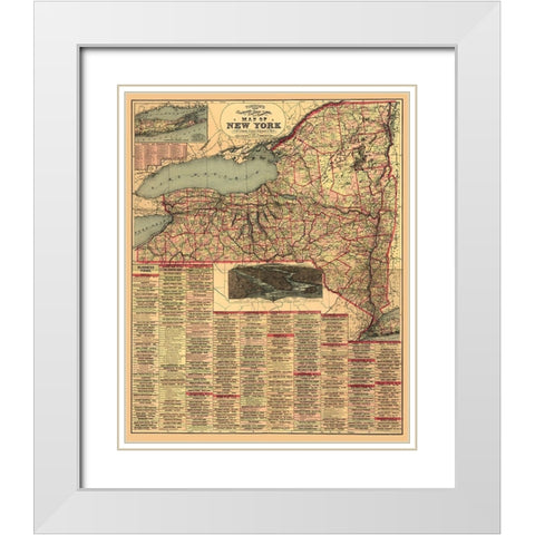New York -1898 White Modern Wood Framed Art Print with Double Matting by Unknown