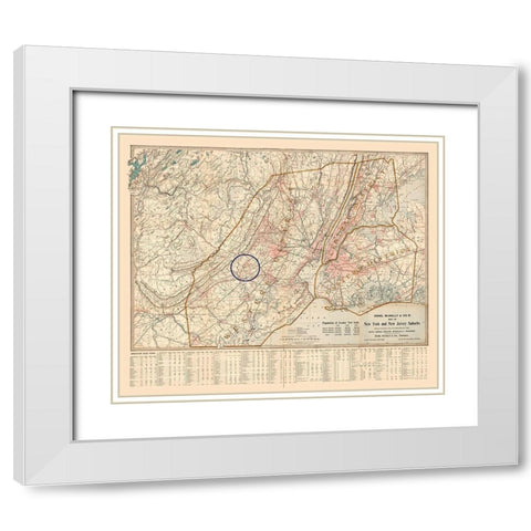 New York -1895 White Modern Wood Framed Art Print with Double Matting by Unknown