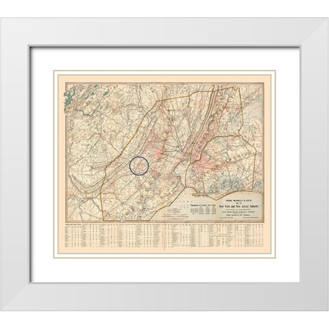 New York -1895 White Modern Wood Framed Art Print with Double Matting by Unknown